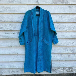 Sundance, a vintage denim duster aqua made in the USA size medium